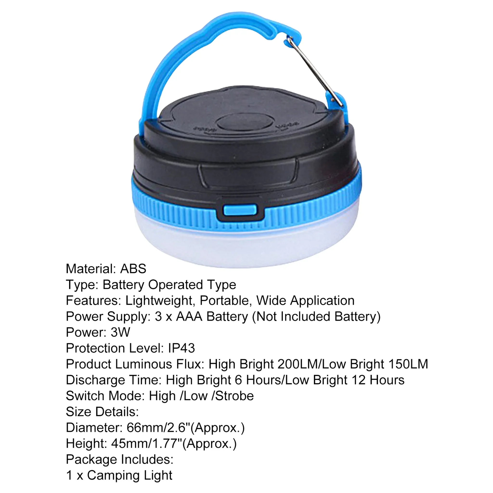 LED Camping-Laterne Mini – tragbare Zeltlampe (Blau)